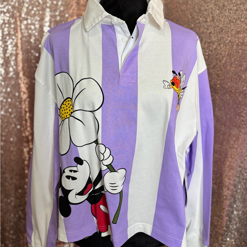 Disney Purple and White Graphic Jersey Top